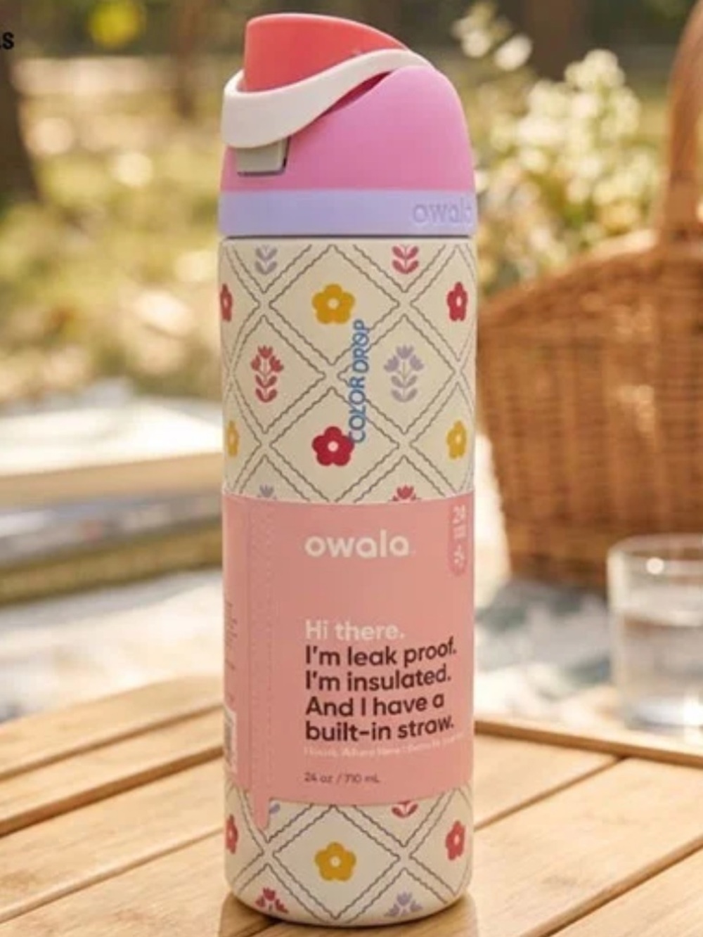 Owala- 32 oz Freesip Limited Edition color garden whimsy floral straw nwt flower - Picture 2 of 2